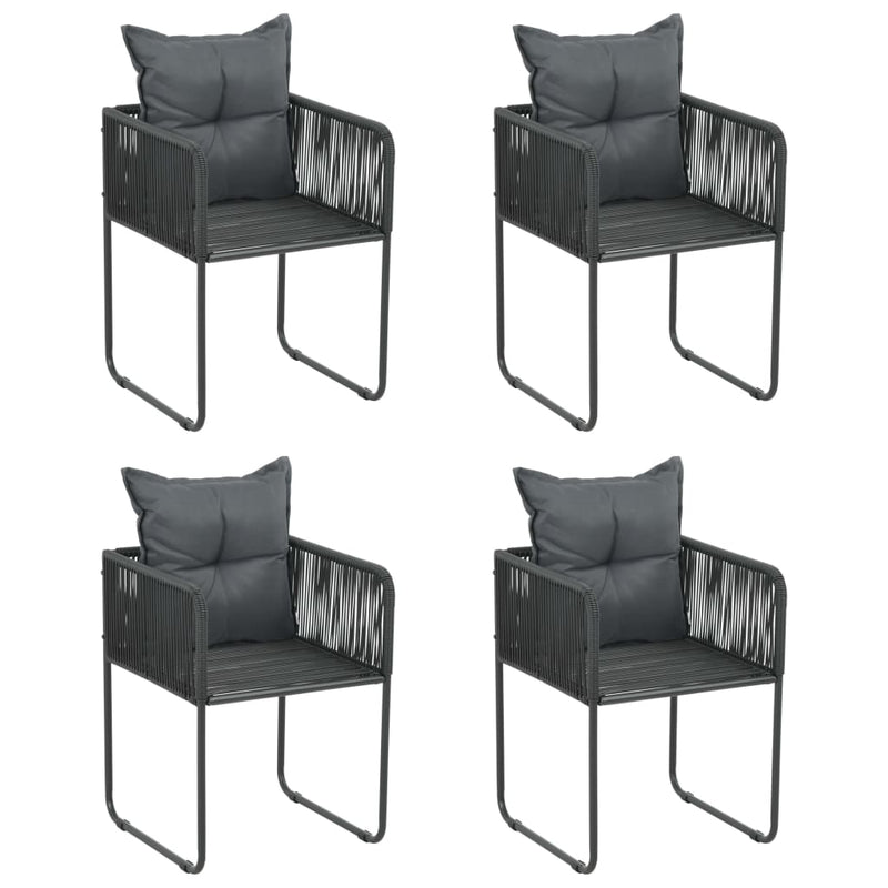 Dealsmate  Outdoor Chairs 4 pcs with Pillows Poly Rattan Black