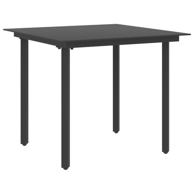 Dealsmate  Garden Dining Table Black 80x80x74 cm Steel and Glass
