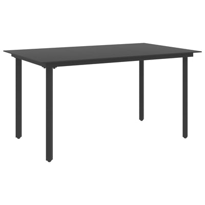 Dealsmate  Garden Dining Table Black 150x80x74 cm Steel and Glass