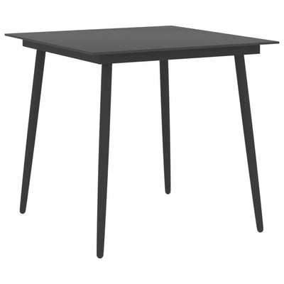 Dealsmate  Garden Dining Table Black 80x80x74 cm Steel and Glass