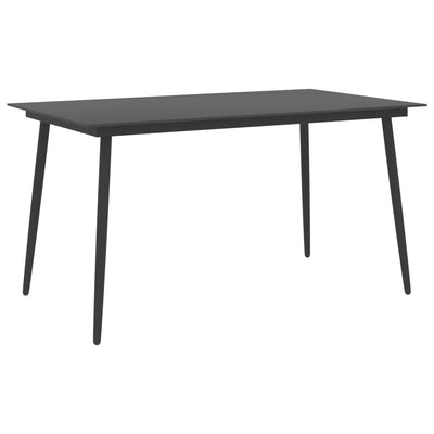 Dealsmate  Garden Dining Table Black 150x90x74 cm Steel and Glass