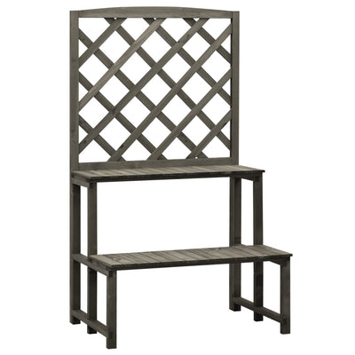 Dealsmate  Plant Stand with Trellis Grey 70x42x120 cm Solid Firwood