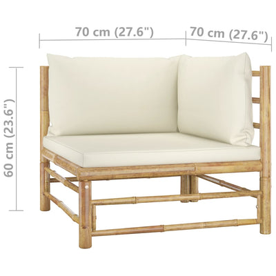 Dealsmate  2 Piece Garden Lounge Set with Cream White Cushions Bamboo