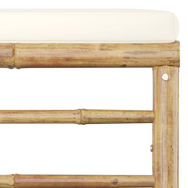 Dealsmate  Garden Footrest with Cream White Cushion Bamboo