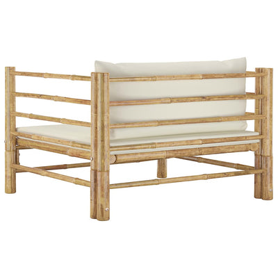 Dealsmate  Garden Sofa with Cream White Cushions Bamboo