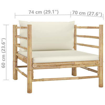 Dealsmate  Garden Sofa with Cream White Cushions Bamboo