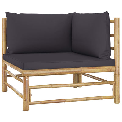 Dealsmate  2 Piece Garden Lounge Set with Dark Grey Cushions Bamboo