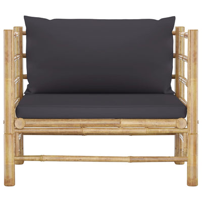 Dealsmate  Garden Sofa with Dark Grey Cushions Bamboo