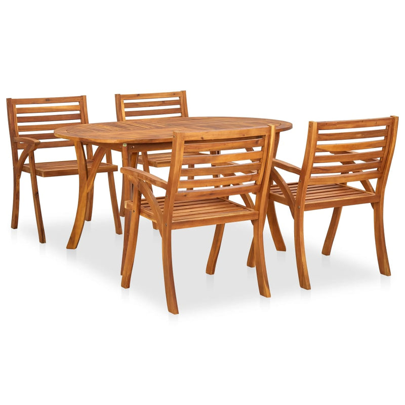 Dealsmate  5 Piece Garden Dining Set Solid Acacia Wood