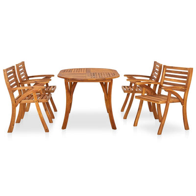 Dealsmate  5 Piece Garden Dining Set Solid Acacia Wood