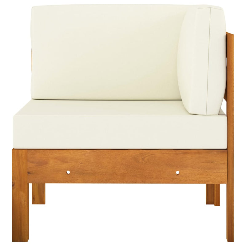 Dealsmate  9 Piece Garden Lounge Set with Cream White Cushions Acacia Wood