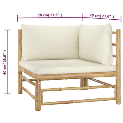 Dealsmate  2 Piece Garden Lounge Set with Cream White Cushions Bamboo