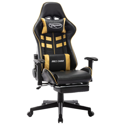Dealsmate  Gaming Chair with Footrest Black and Gold Artificial Leather