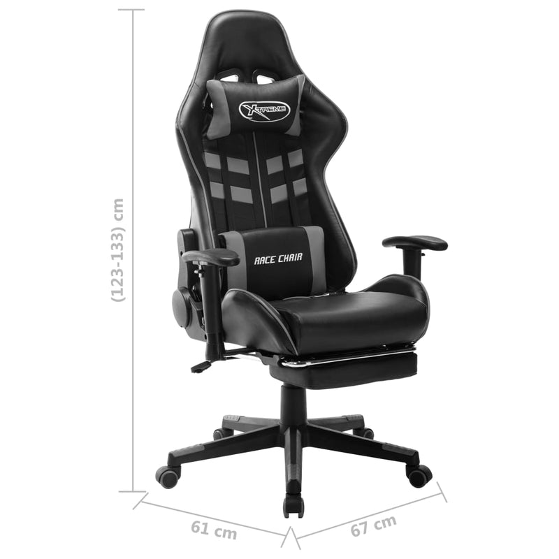 Dealsmate  Gaming Chair with Footrest Black and Grey Artificial Leather
