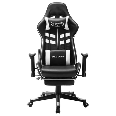 Dealsmate  Gaming Chair with Footrest Black and White Artificial Leather
