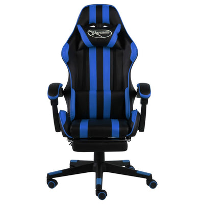 Dealsmate  Racing Chair with Footrest Black and Blue Faux Leather