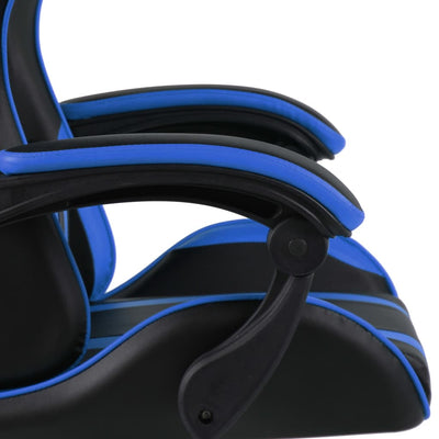 Dealsmate  Racing Chair with Footrest Black and Blue Faux Leather