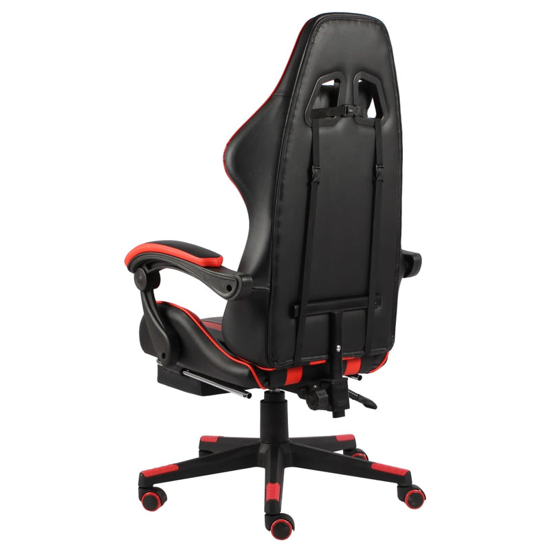 Dealsmate  Racing Chair with Footrest Black and Red Faux Leather