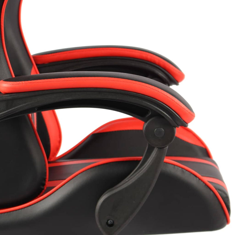 Dealsmate  Racing Chair with Footrest Black and Red Faux Leather