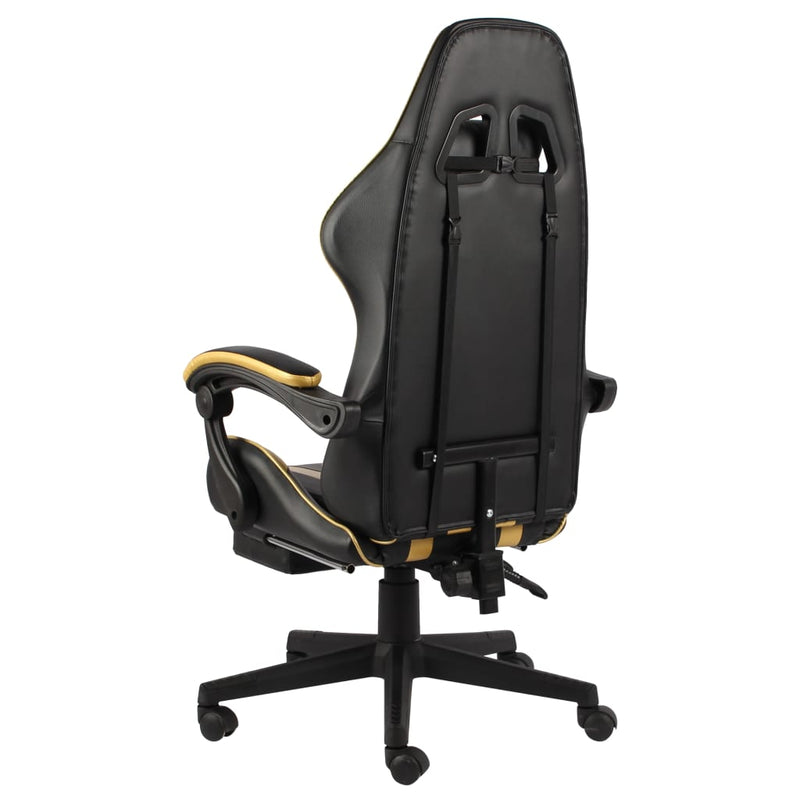 Dealsmate  Racing Chair with Footrest Black and Gold Faux Leather