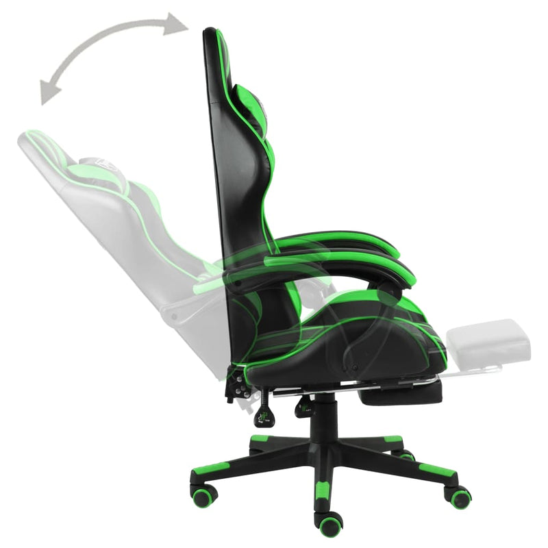 Dealsmate  Racing Chair with Footrest Black and Green Faux Leather