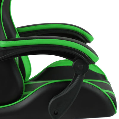Dealsmate  Racing Chair with Footrest Black and Green Faux Leather