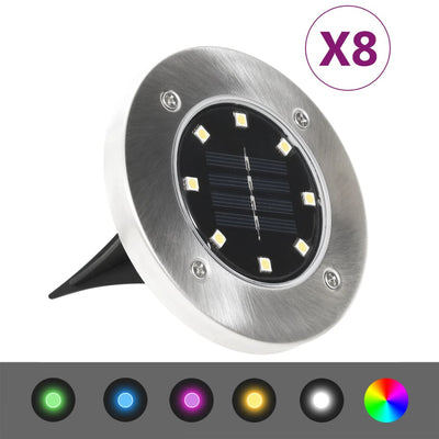 Dealsmate  Solar Ground Lights 8 pcs LED Lights RGB Colour