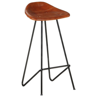 Dealsmate  Bar Stools 2 pcs Brown Real Leather