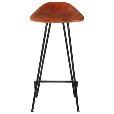Dealsmate  Bar Stools 4 pcs Brown Real Leather