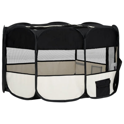 Dealsmate  Foldable Dog Playpen with Carrying Bag Black 145x145x61 cm