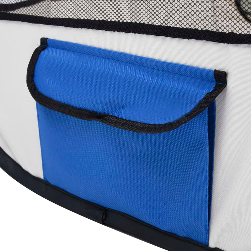 Dealsmate  Foldable Dog Playpen with Carrying Bag Blue 145x145x61 cm