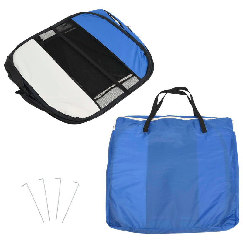 Dealsmate  Foldable Dog Playpen with Carrying Bag Blue 145x145x61 cm