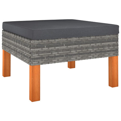 Dealsmate  Footstool Poly Rattan and Solid Eucalyptus Wood