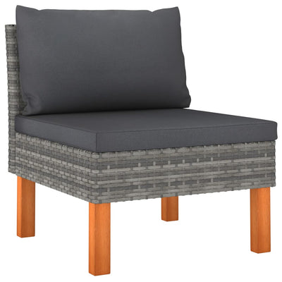 Dealsmate  Middle Sofa Poly Rattan and Solid Eucalyptus Wood