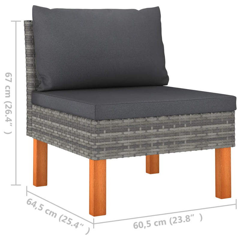 Dealsmate  Middle Sofa Poly Rattan and Solid Eucalyptus Wood