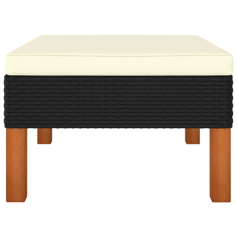 Dealsmate  Footstool Poly Rattan and Solid Eucalyptus Wood