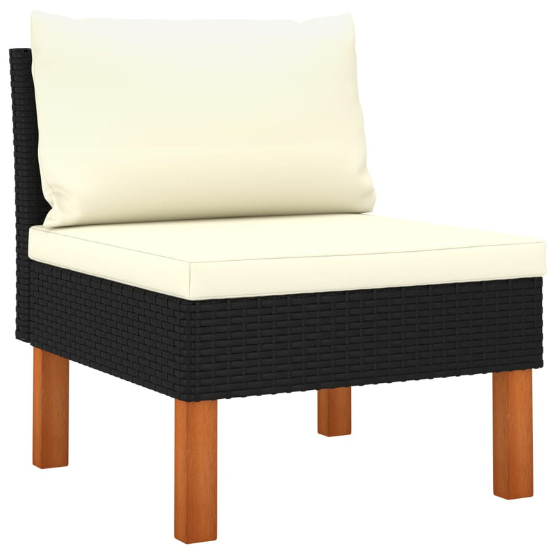 Dealsmate  Middle Sofas 2 pcs Poly Rattan and Solid Eucalyptus Wood