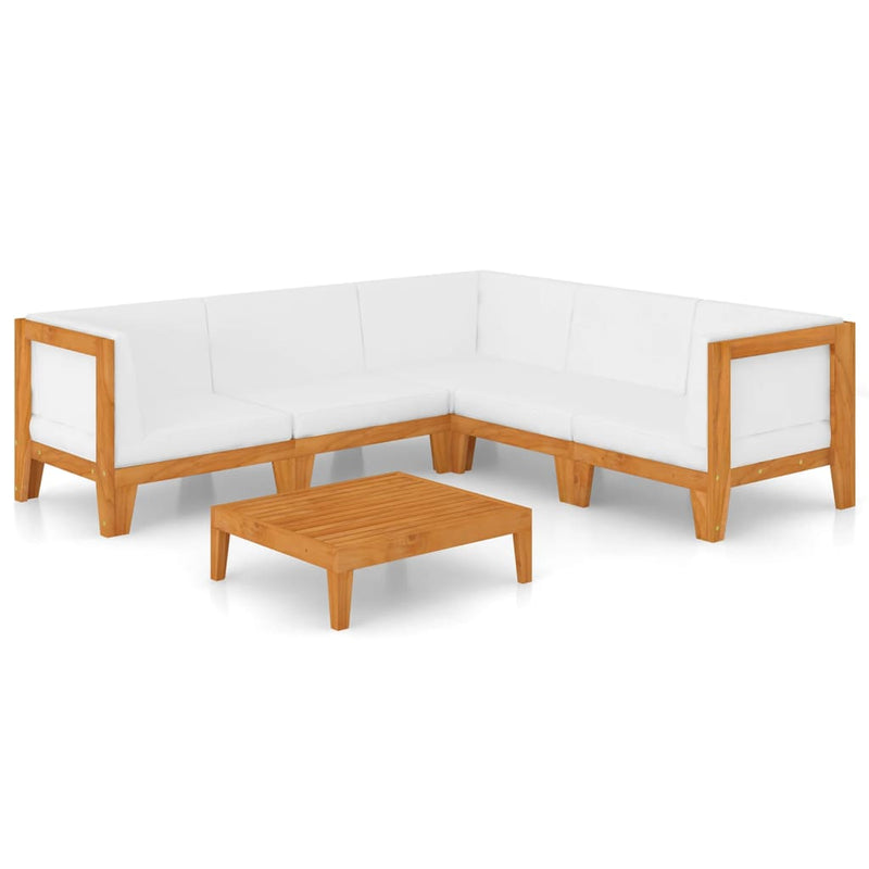 Dealsmate  6 Piece Garden Lounge Set with Cushions Solid Acacia Wood