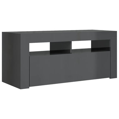 Dealsmate  TV Cabinet with LED Lights High Gloss Grey 90x35x40 cm