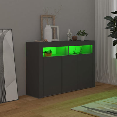 Dealsmate  Sideboard with LED Lights Grey 115.5x30x75 cm