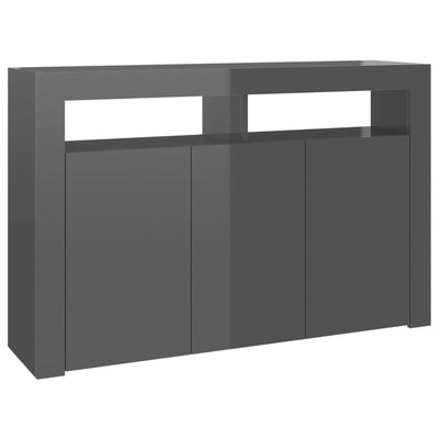 Dealsmate  Sideboard with LED Lights High Gloss Grey 115.5x30x75 cm