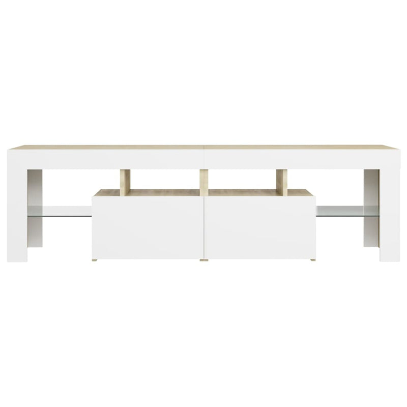 Dealsmate  TV Cabinet with LED Lights White and Sonoma Oak 140x36.5x40 cm