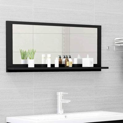 Dealsmate  Bathroom Mirror Black 90x10.5x37 cm Engineered Wood