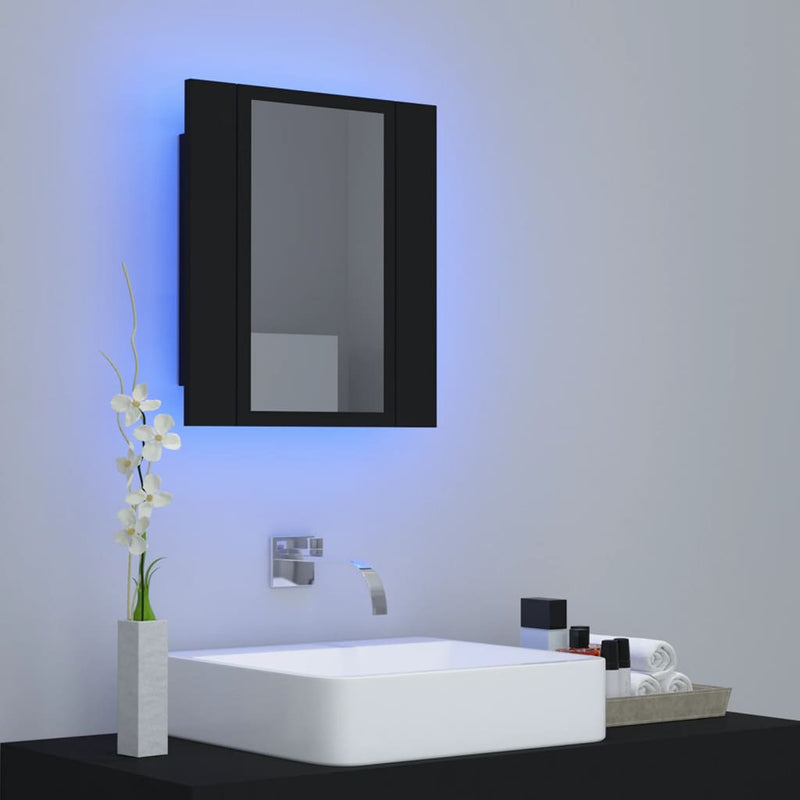 Dealsmate  LED Bathroom Mirror Cabinet Black 40x12x45 cm Acrylic