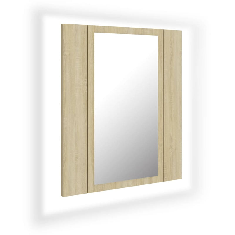 Dealsmate  LED Bathroom Mirror Cabinet Sonoma Oak 40x12x45 cm