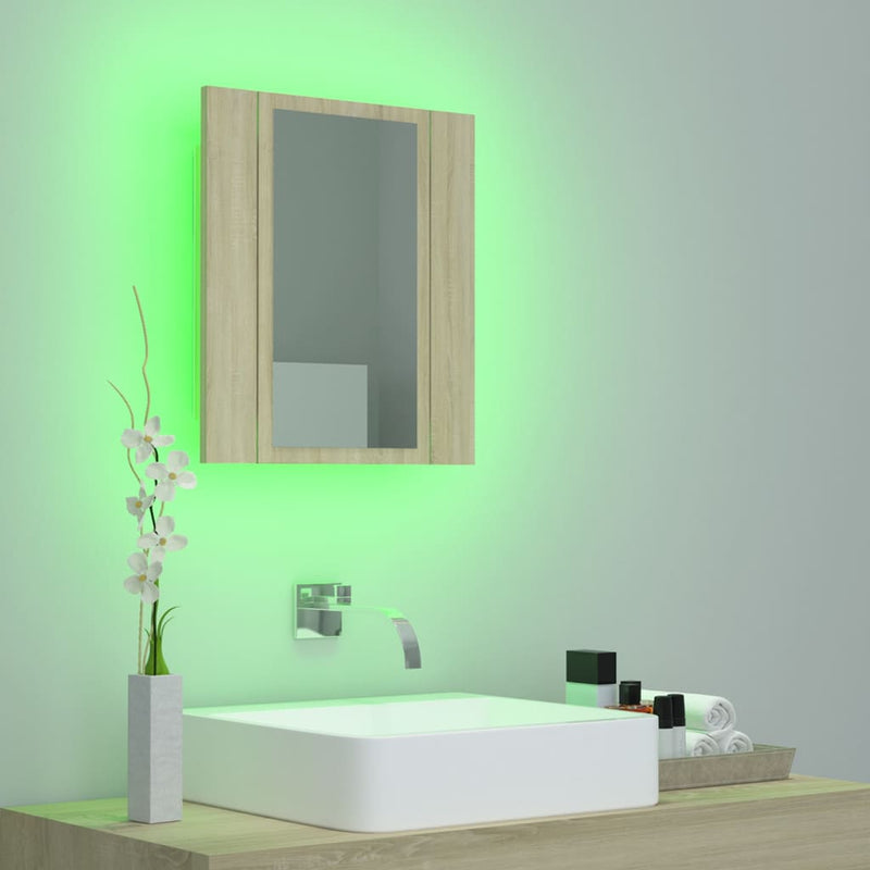 Dealsmate  LED Bathroom Mirror Cabinet Sonoma Oak 40x12x45 cm