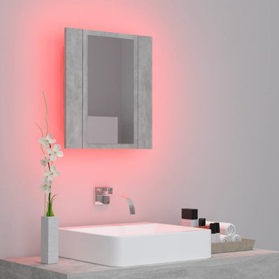 Dealsmate  LED Bathroom Mirror Cabinet Concrete Grey 40x12x45 cm Acrylic
