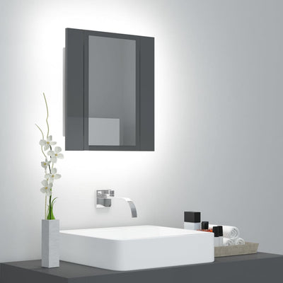 Dealsmate  LED Bathroom Mirror Cabinet High Gloss Grey 40x12x45 cm Acrylic