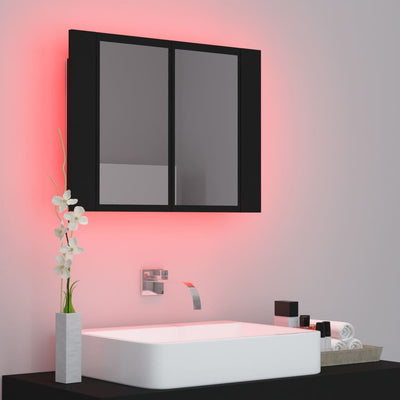 Dealsmate  LED Bathroom Mirror Cabinet Black 60x12x45 cm Acrylic