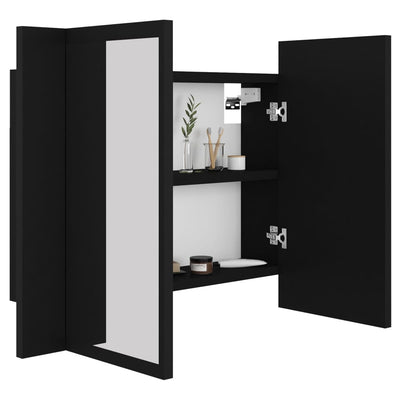 Dealsmate  LED Bathroom Mirror Cabinet Black 60x12x45 cm Acrylic